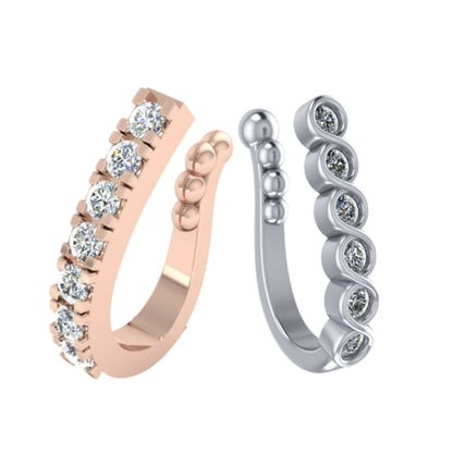 Deluxe 2PC Nose Cuff Set | Non-Piercing CZ Nath & Clip-Ons