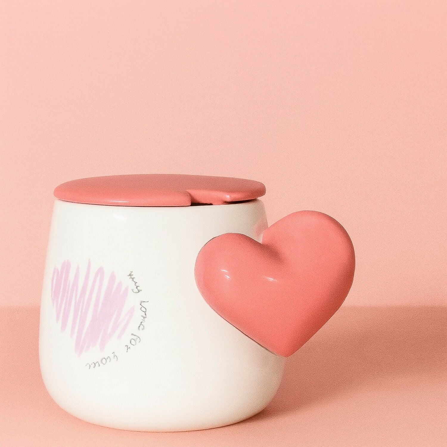 Cute Heart Handle Ceramic Mug with Lid | Premium Gift Mug for Coffee & Tea