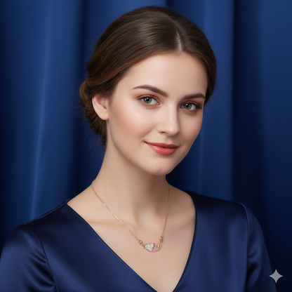 Rose Gold Plated Heart & Love AD Pendant Necklace For women and girls