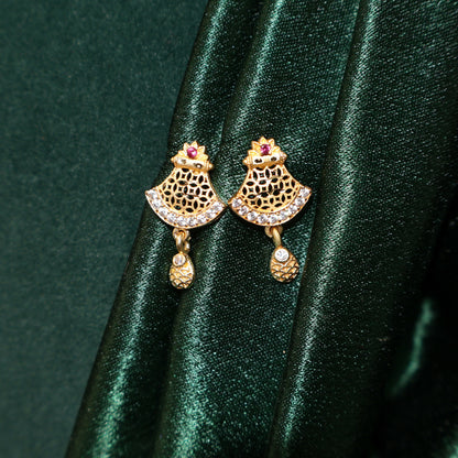 Gold Plated Bridal Forming Necklace Set with AD Stones