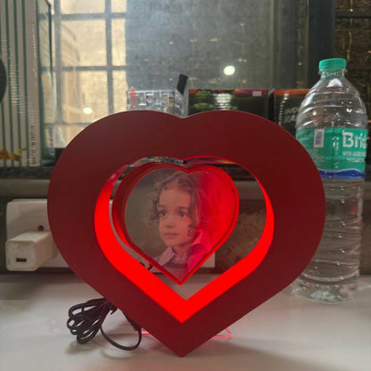 Heart Shape floating Photo Frame with Moving Art Desk Display
