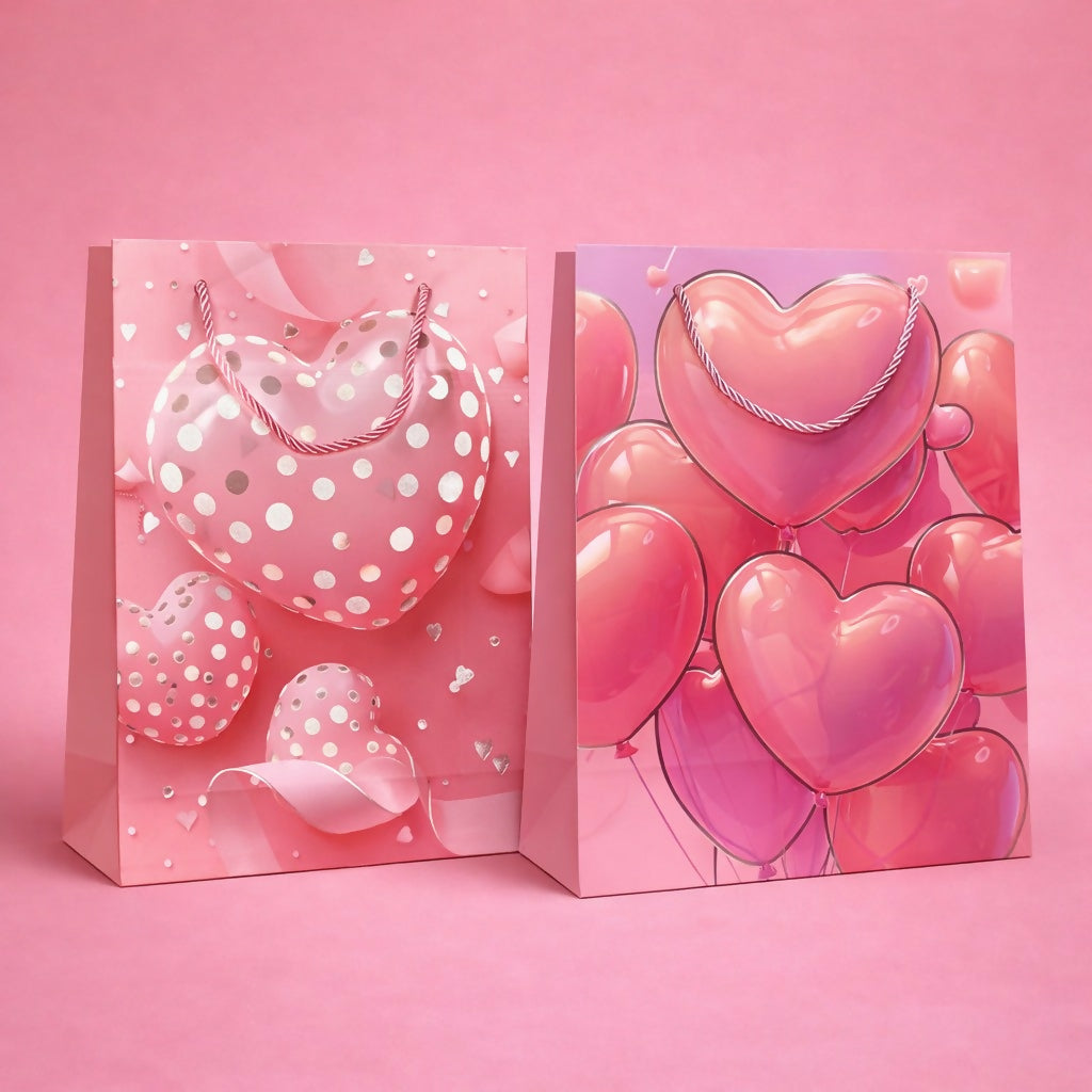 Heart Balloon Print Gift Paper Bag with Handle 1 Piece
