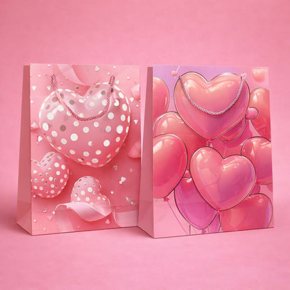 Heart Balloon Print Gift Paper Bag with Handle 1 Piece