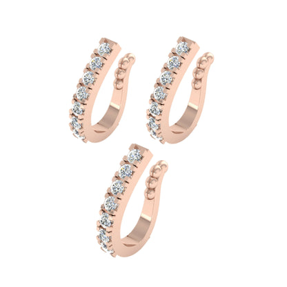 Rose Gold Plated CZ Stone Adjustable Nose Ring Set of 3