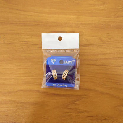 Elegant Gold Finish Double Line Stone Studded Hoop Earrings for Women