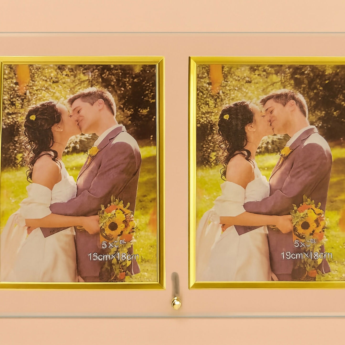 Double Photo Frame with Glass Stand for Table, Home Décor & Gifting