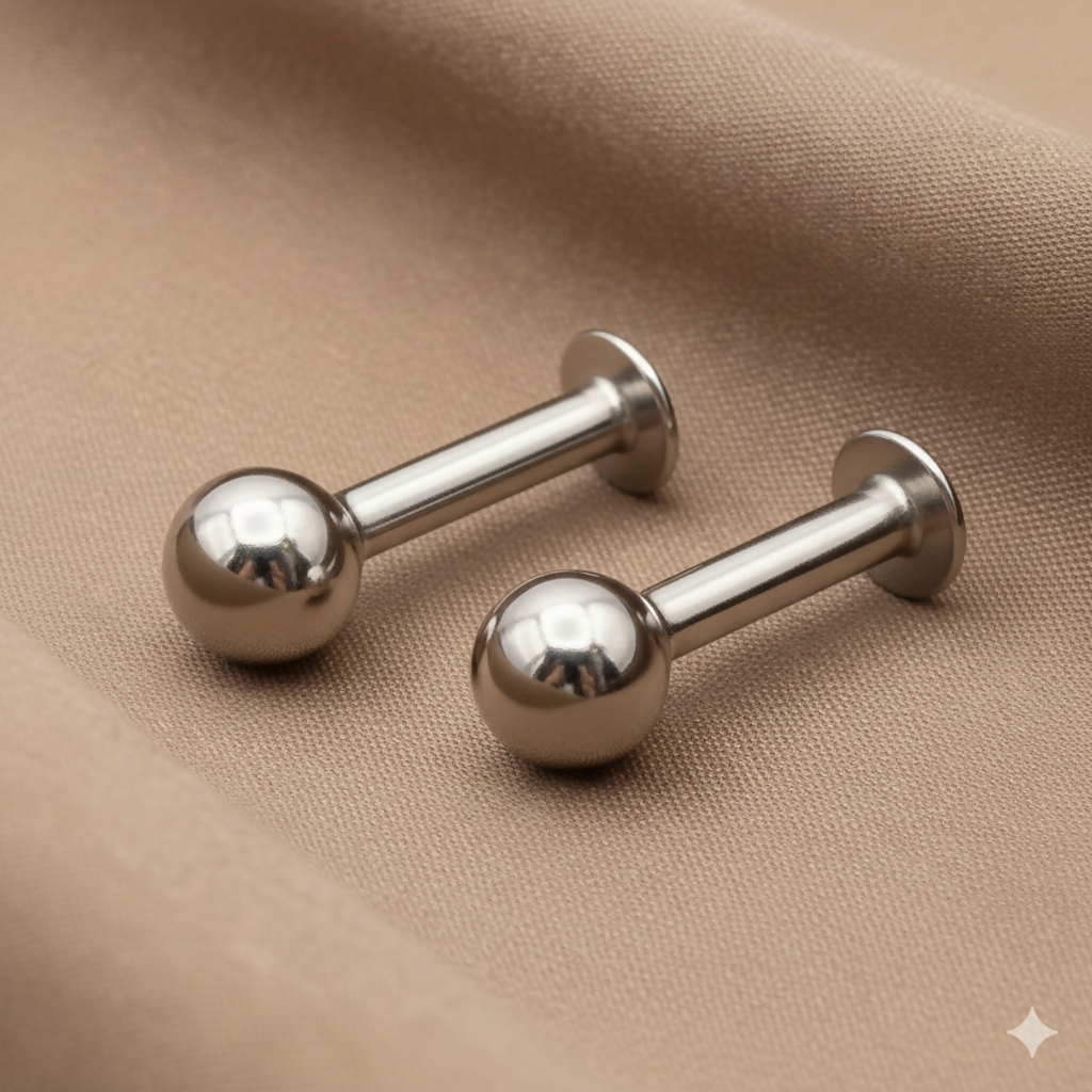 silver plated Stud Lip Piercing nosepin stud Laung Koka Nathni combo pack of 2