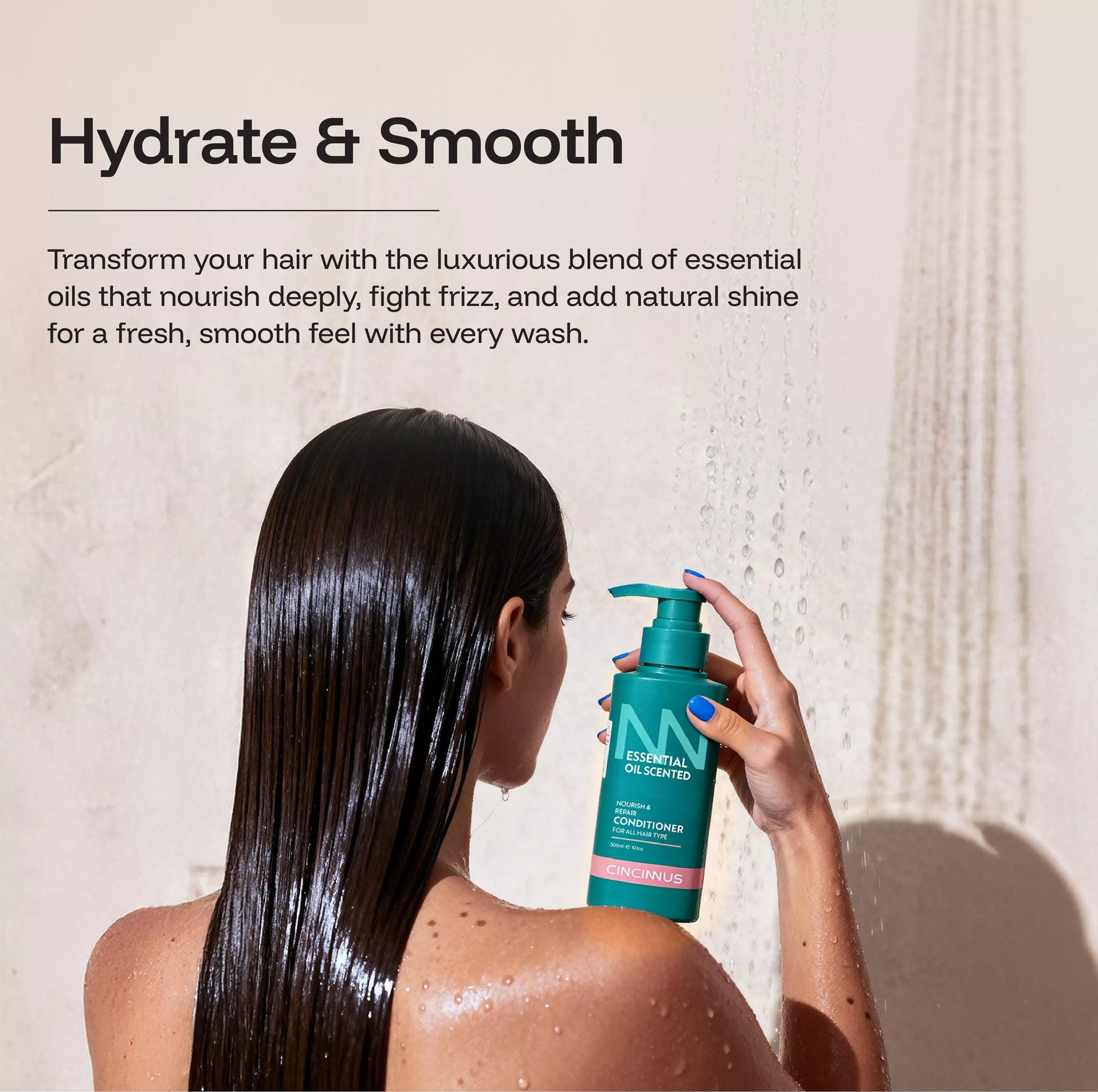 Close-up of CINCINNUS nourishing & repair conditioner formula with natural oils