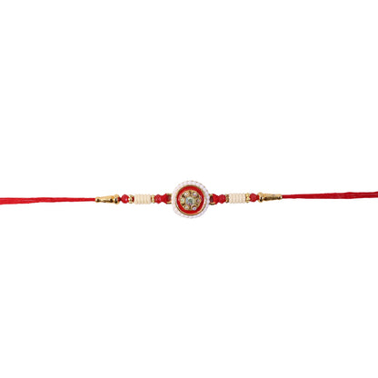 Elegant Kundan Pearl Border on Rakhi