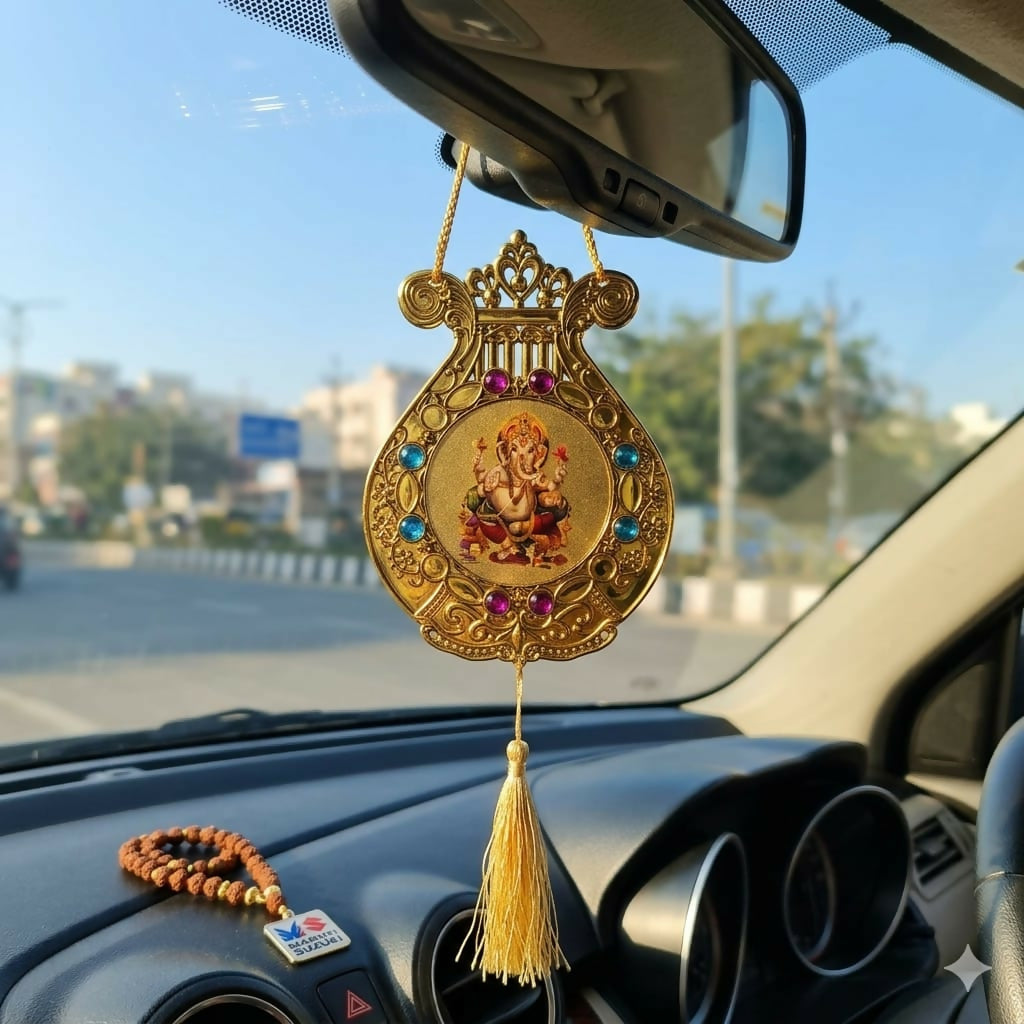 Golden Lord Ganesha Decorative Wall Hanging for Home Temple 1 Pc