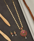Ruby Red Crystal Heart Choker Set – Elegant Gold Plated Jewelry