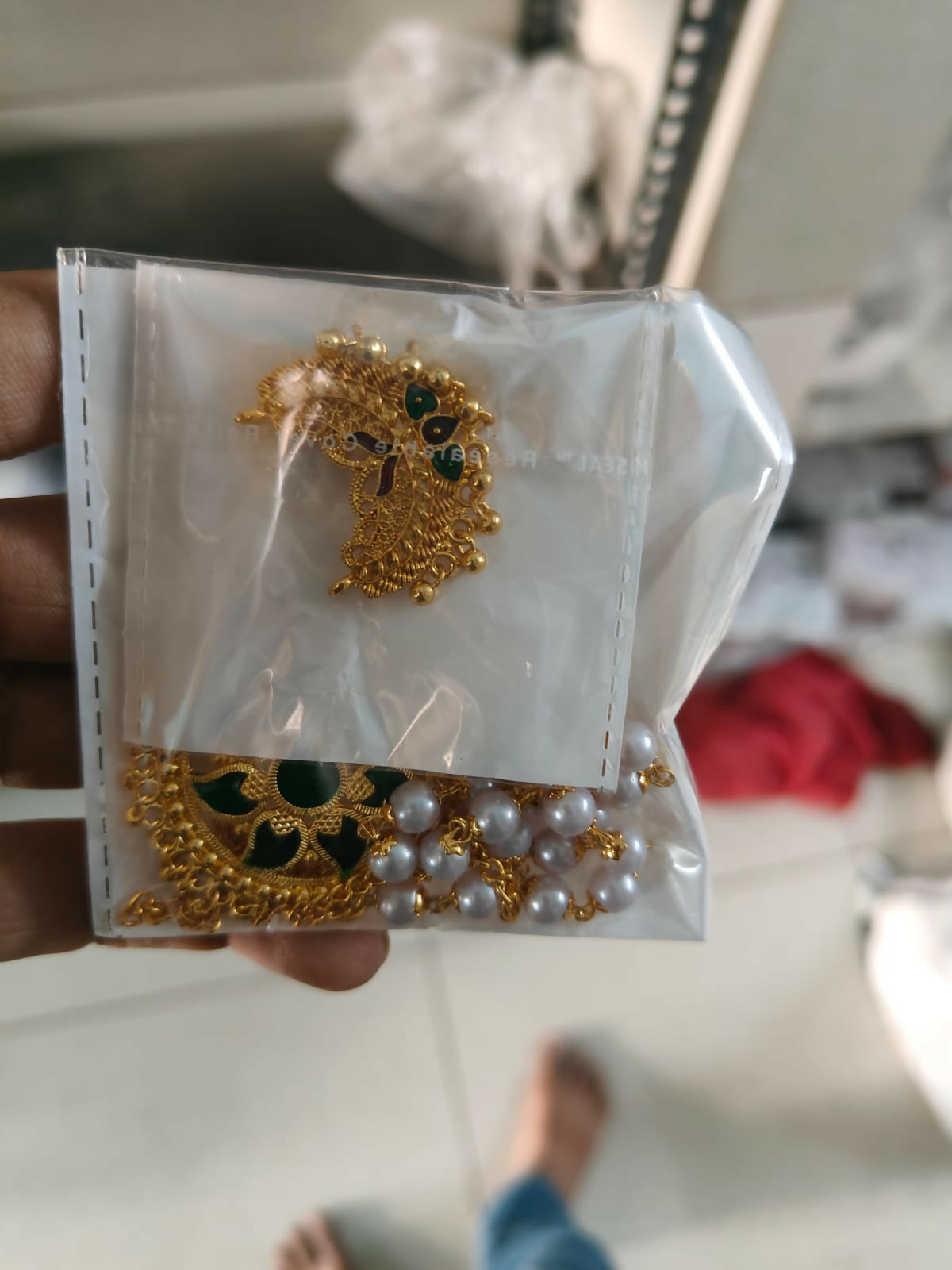 Romantic Gold Ruby Green Mina Work Crystal Heart Necklace Set