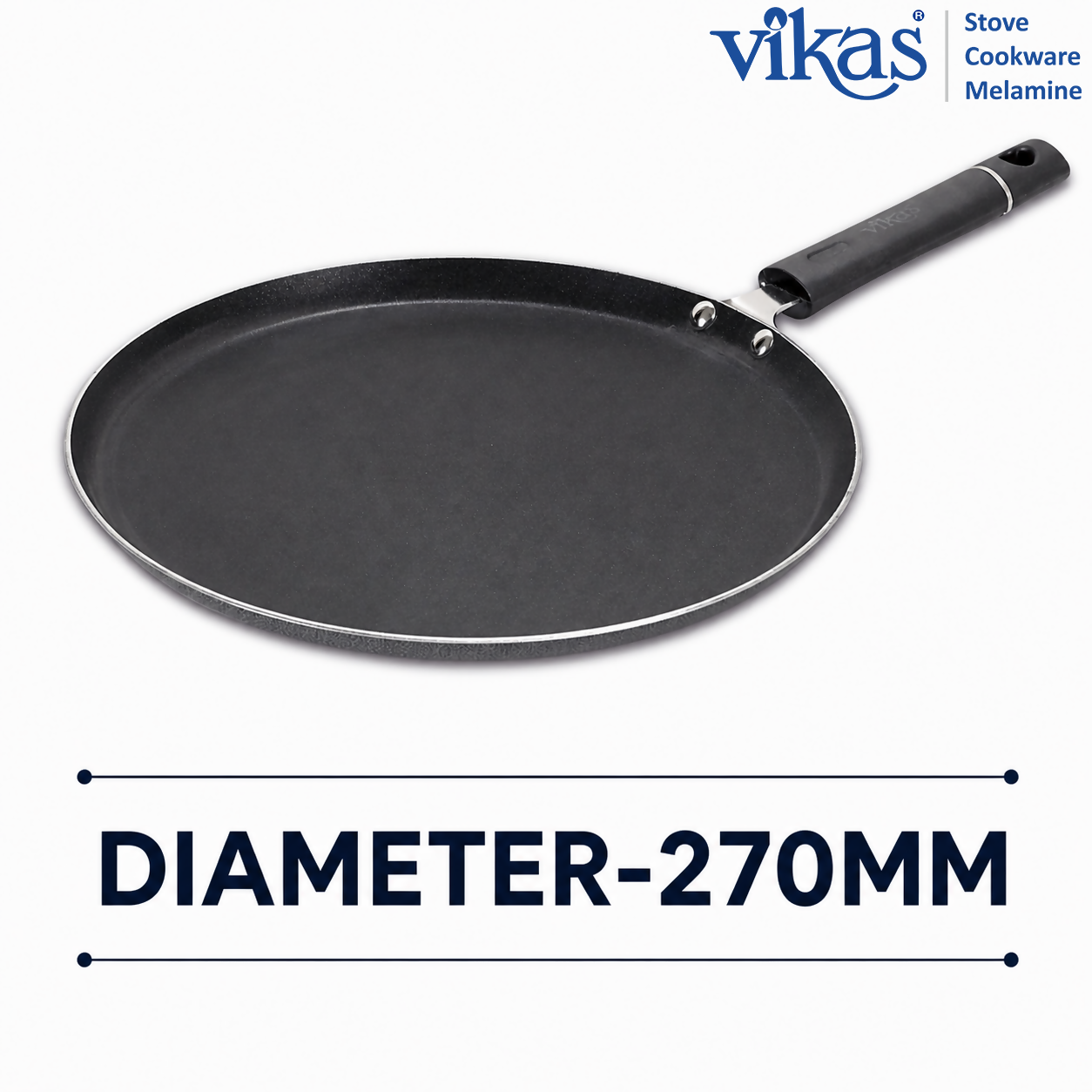 Close-up of Vikas Dosa Tawa ergonomic Bakelite handle