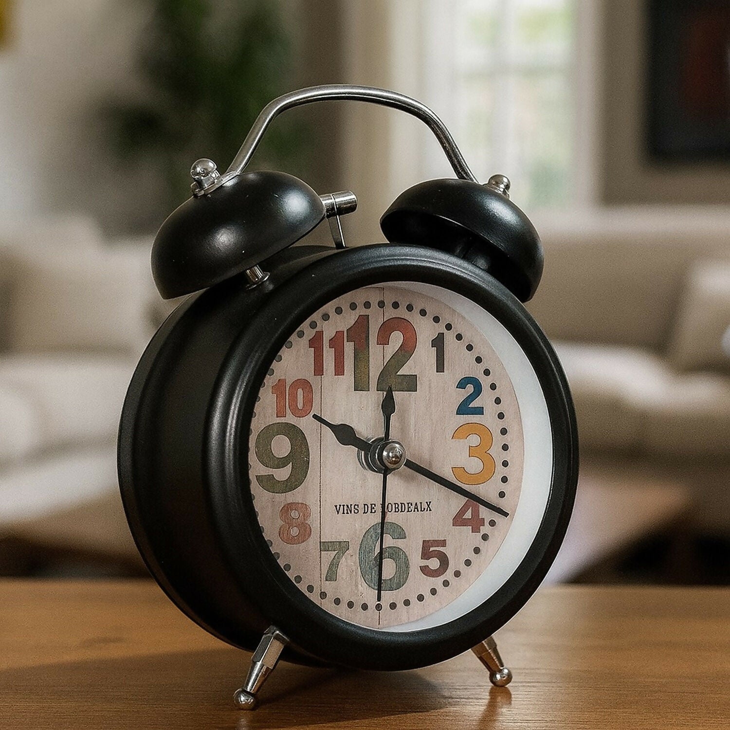 Vintage Black Twin Bell Alarm Clock for Bedroom & Study Table