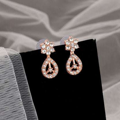 Elegant Floral Necklace & Earrings Set with Stone Accents