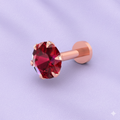 Rose Gold plated Ruby Red AD Flat Back Stud Earring for women and girls