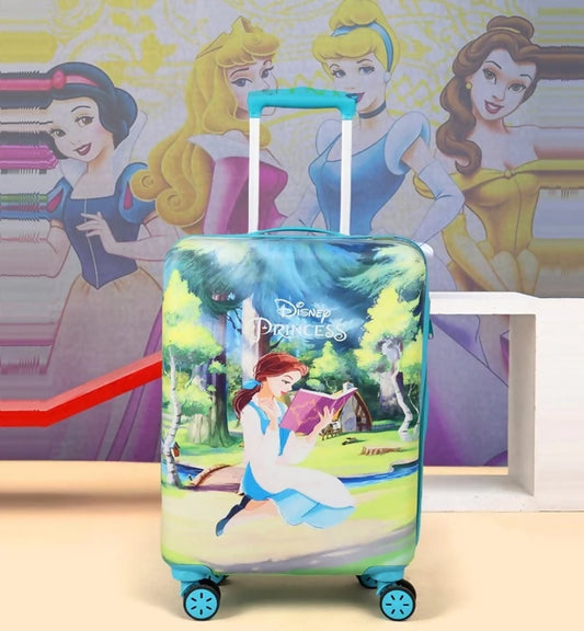 Novex Disney Princess Green Travelling Kids Trolley Bags for Girls Luggage 4 Wheels ( Green/22 Inch)