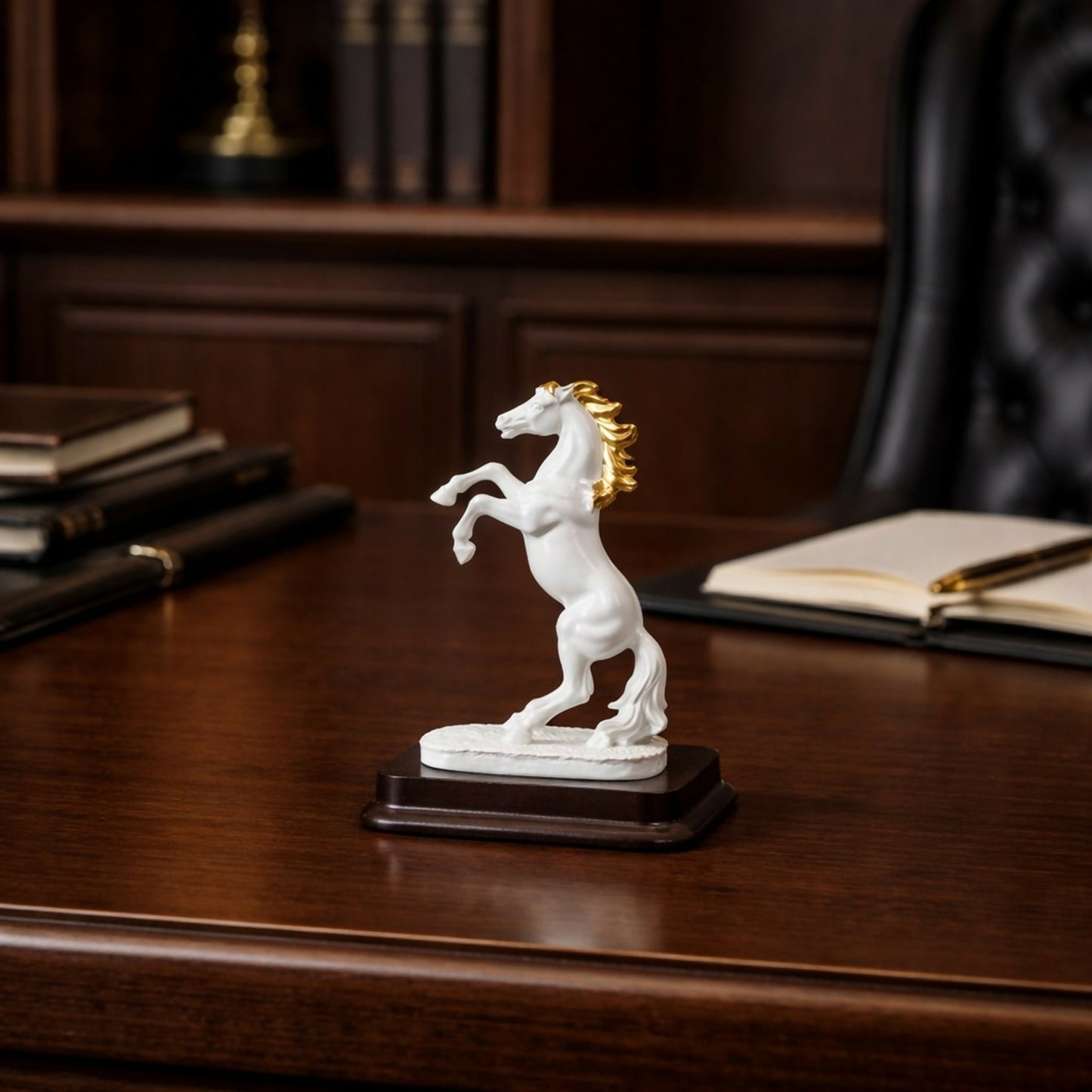 White Horse poly-resin Showpiece for Home Decor | Lucky Horse Statue | Office Table Decor