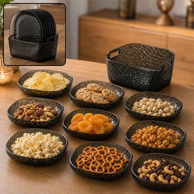 9 in 1 Snack Serving Plate Set with Separate Compartments (1 Set)