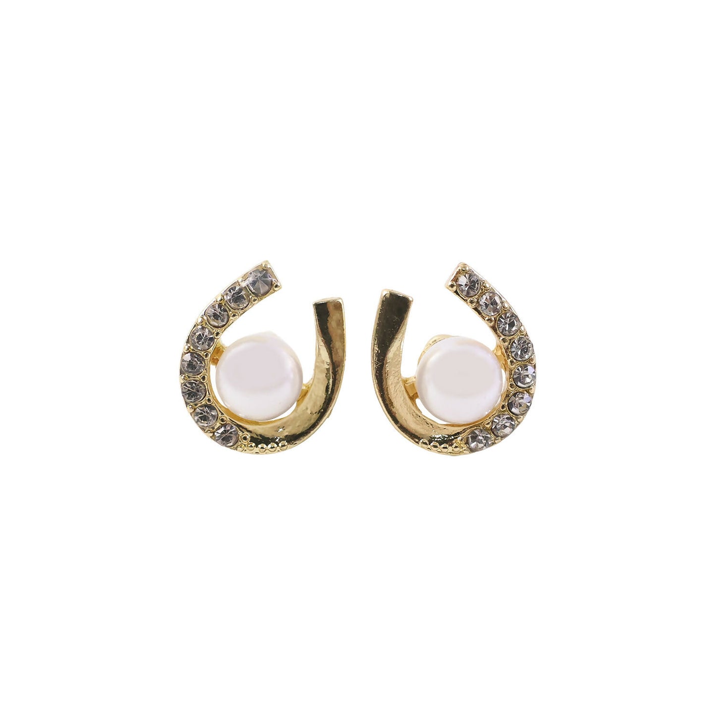 Elegant Pearl & Crystal U-Shape Stud Earrings for Women | Korean Style Fashion Jewelry