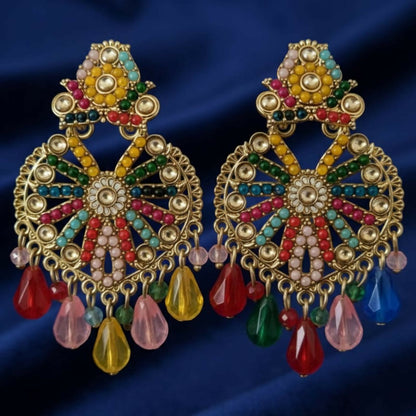 Premium Handcrafted Multicolor Teardrop Hanging Earrings