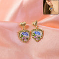 Korean Heart Floral Drop Earrings – Gold Plated Pearl & Crystal
