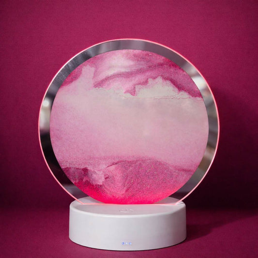 LED Round Static Pink Sand Art Lamp | Ambient Decorative Night Light Home Décor