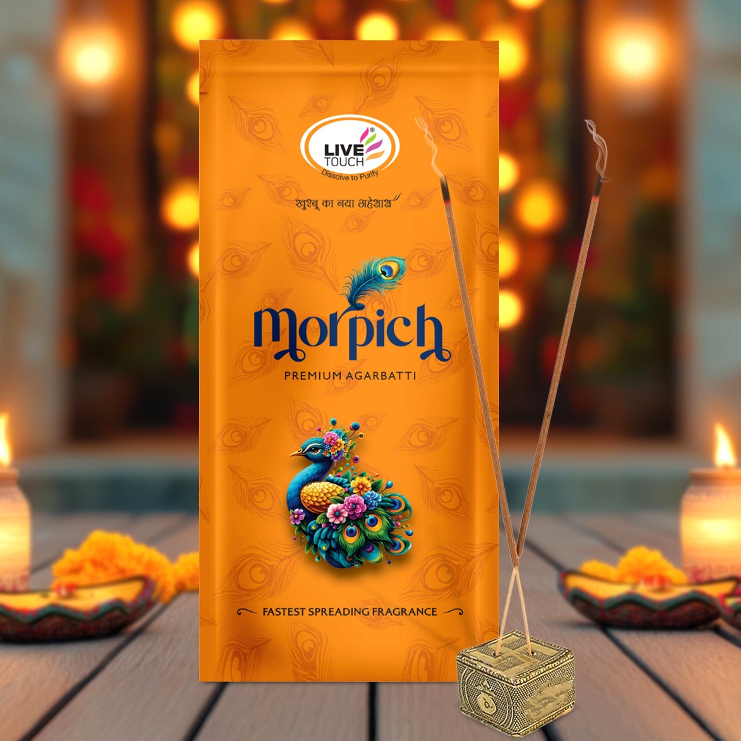 Pure Woods Natural Incense Sticks Natural Fragrance for Puja (100gm Pkt)