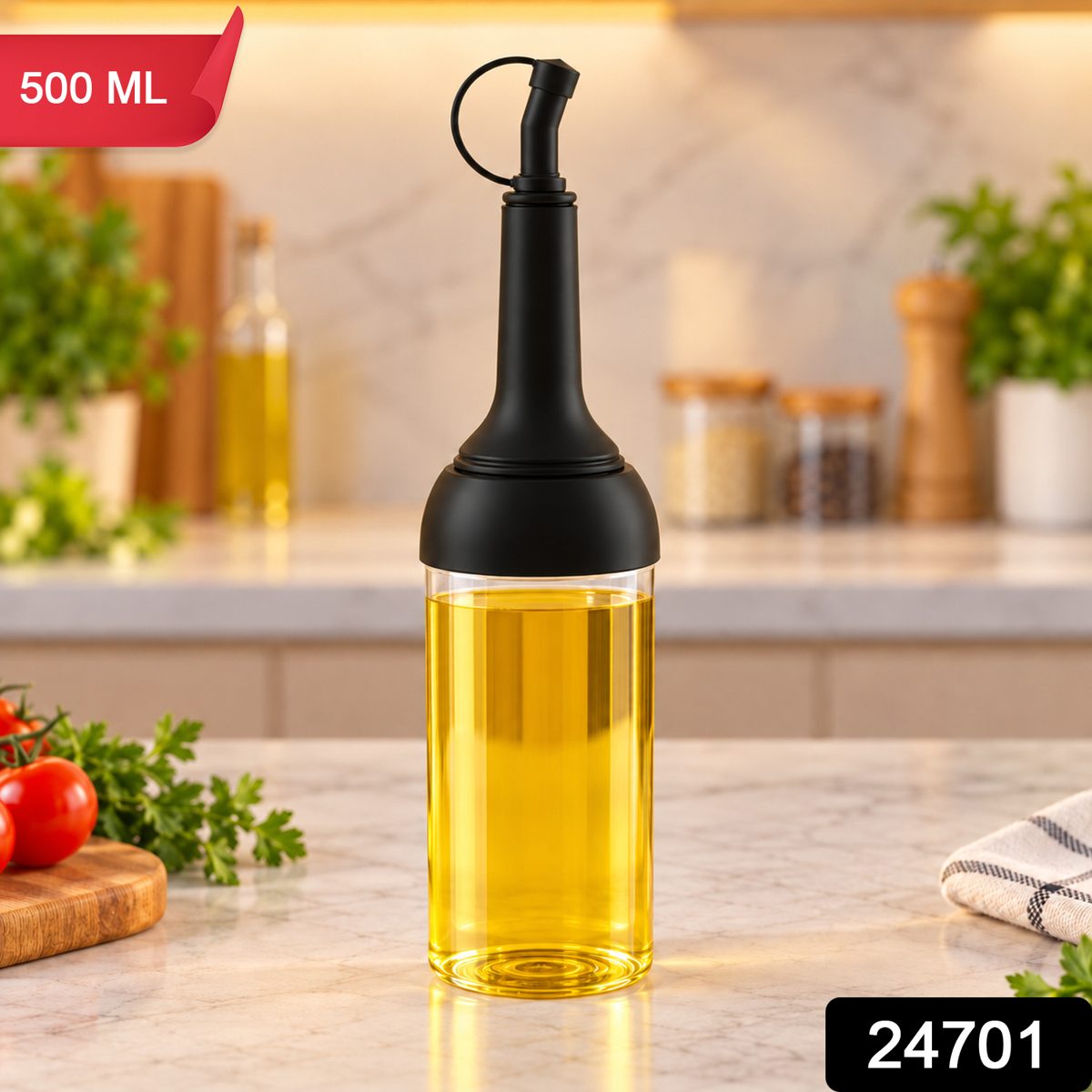 Plastic Oil Dispenser Bottle with Long Pouring Spout (500 ml, 1 Pc)