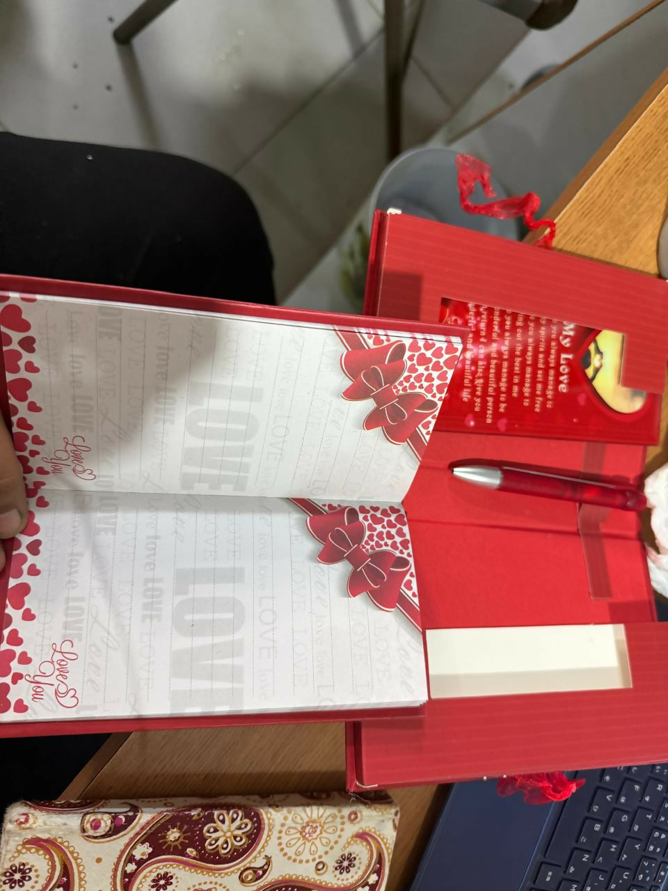 Love Theme Gift Diary with Pen & Message Pages for Couples & Special Moments