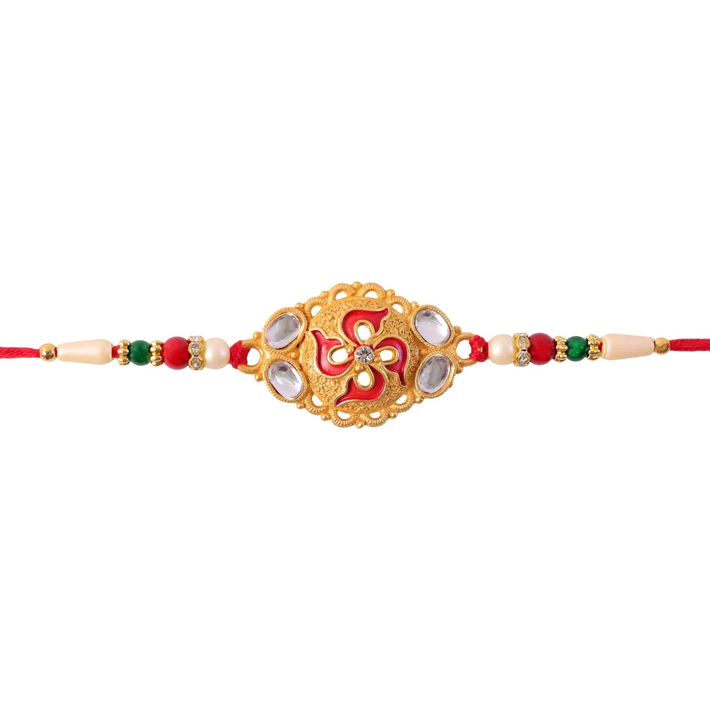 Swastik Designer Rakhi with Pearls for Raksha Bandhan Special (5pcs)