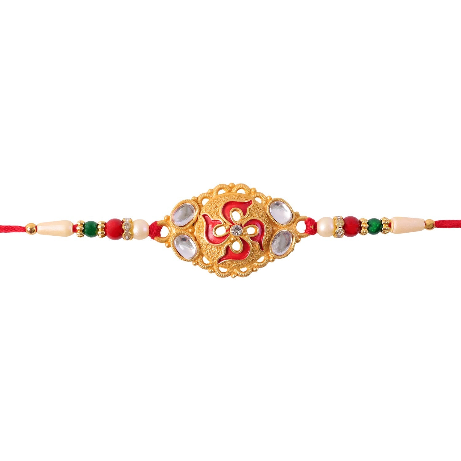 Swastik Designer Rakhi with Pearls for Raksha Bandhan Special (5pcs)