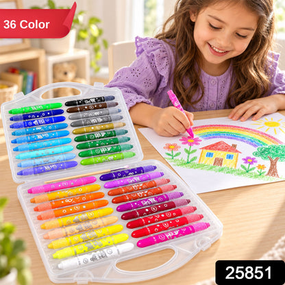 Water-Soluble Twist-Up Colour Crayons with Brush and Carry Case (36 Pc)