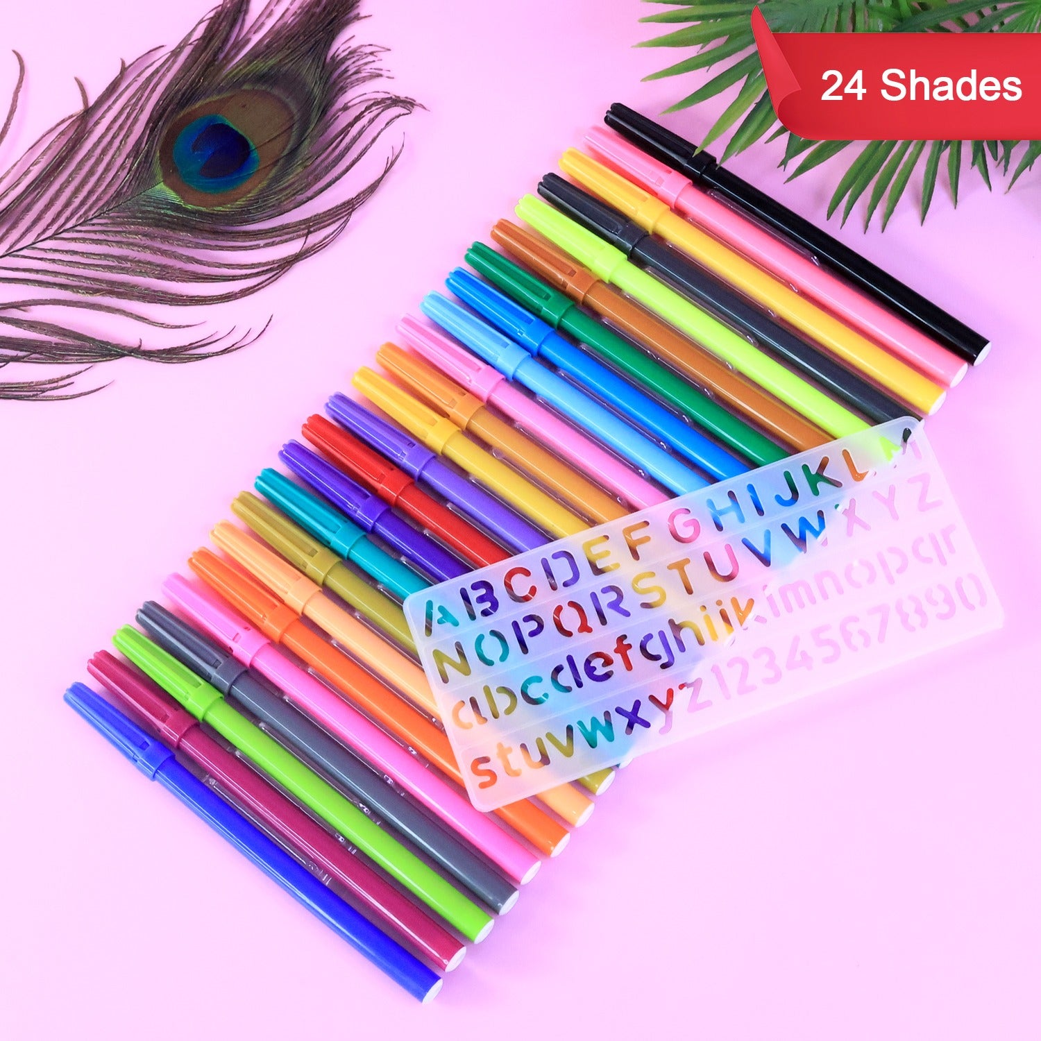 Camel Sketch Pens color with stantil alphabet – 24 Shades