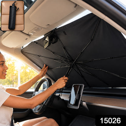 Foldable Car Sun Shade Umbrella for Road Trips, Windshield Heat Protector (1 Pc)