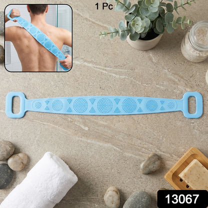 Silicone body back scrubber belt hanging for storage