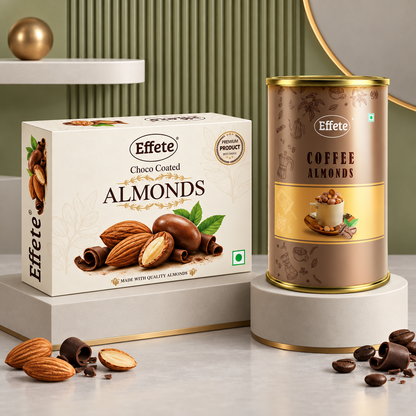Effete Coffee Flavoured Almonds with Rich Choco Coated Almonds for Gourmet Snacking