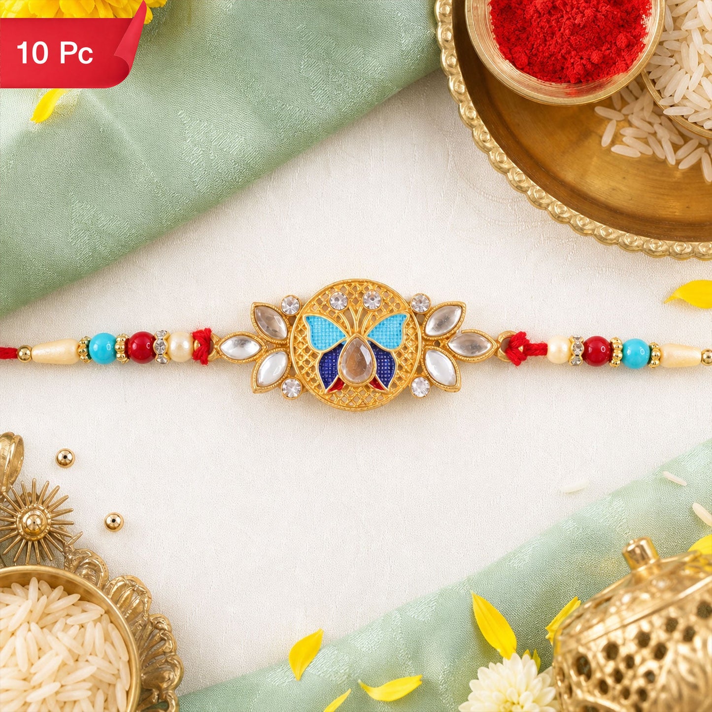 Butterfly Rakhi for Brother with Decorative Beads (10pcs)