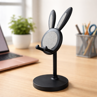 Black Rabbit Ear Mobile Phone Stand Desk Holder for Smartphone