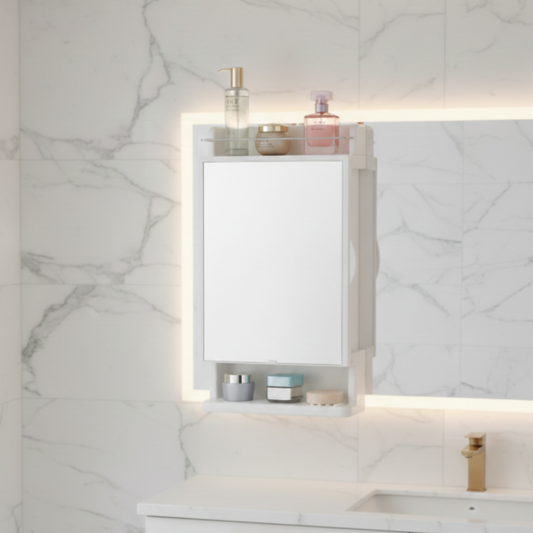 Professional Wall-Mount Makeup Studio With High-Gloss Finish & Mirror