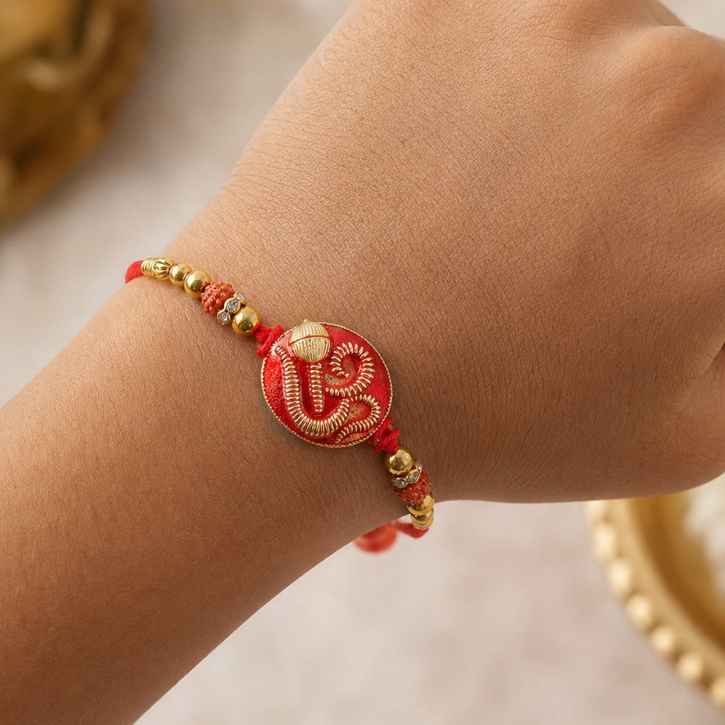 Om Motif Designer Rakhi with Beads for Raksha Bandhan (10pcs)