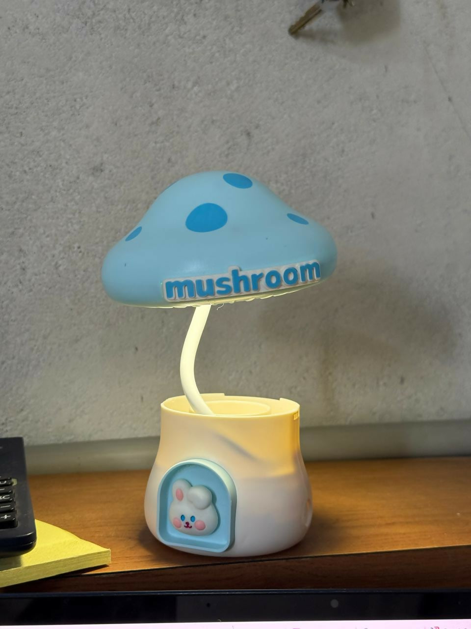 Cute Blue Mushroom LED Night Lamp for Kids Bedroom, Nursery & Bedside Decor