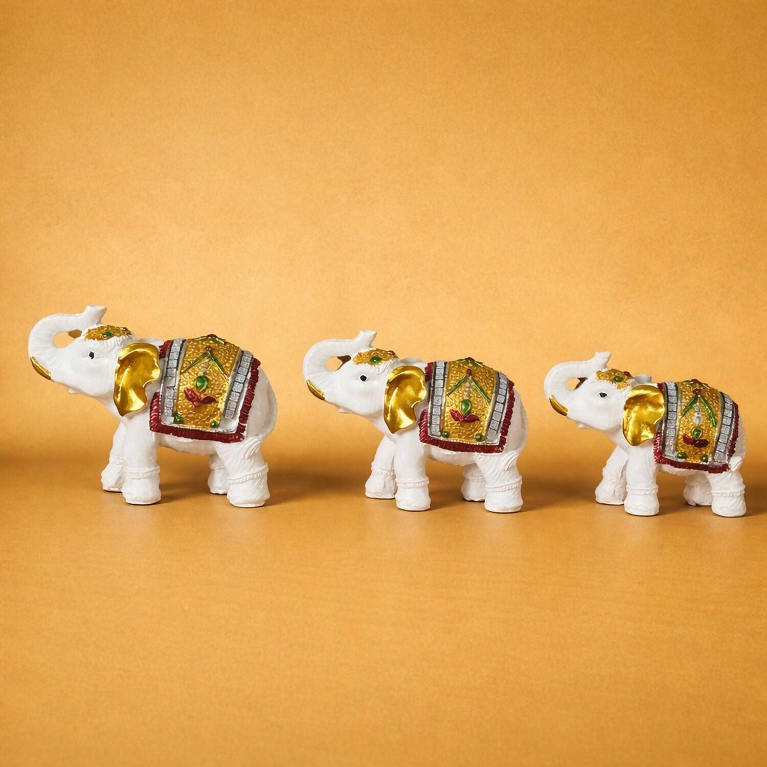 White Elephant Showpiece Set for Home Décor, Lucky Elephant Figurines