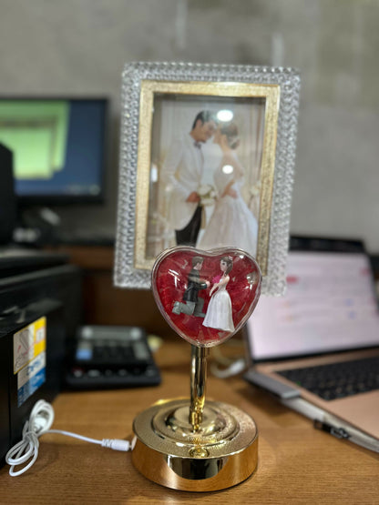 LED Heart Couple Photo Frame Lamp with Decorative Stand