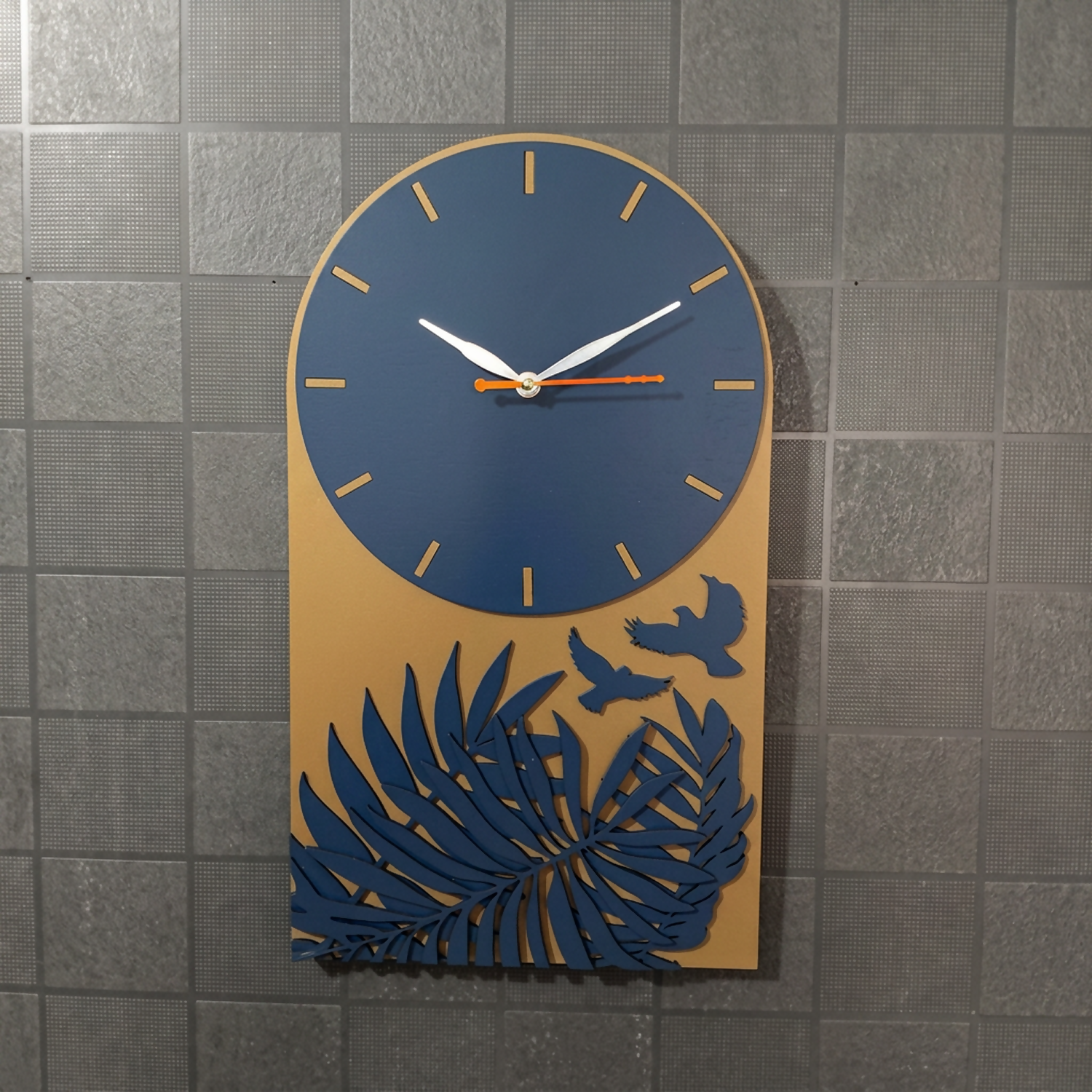 Tropical Leaf Bird Designer Layered MDF Wall Clock Modern Luxury Home Wall Décor size detail for festive gifting home decor
