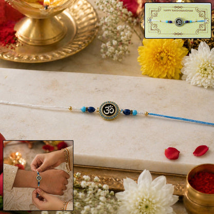 Om Symbol Rakhi Elegant Beaded Design for Raksha Bandhan (5pcs)