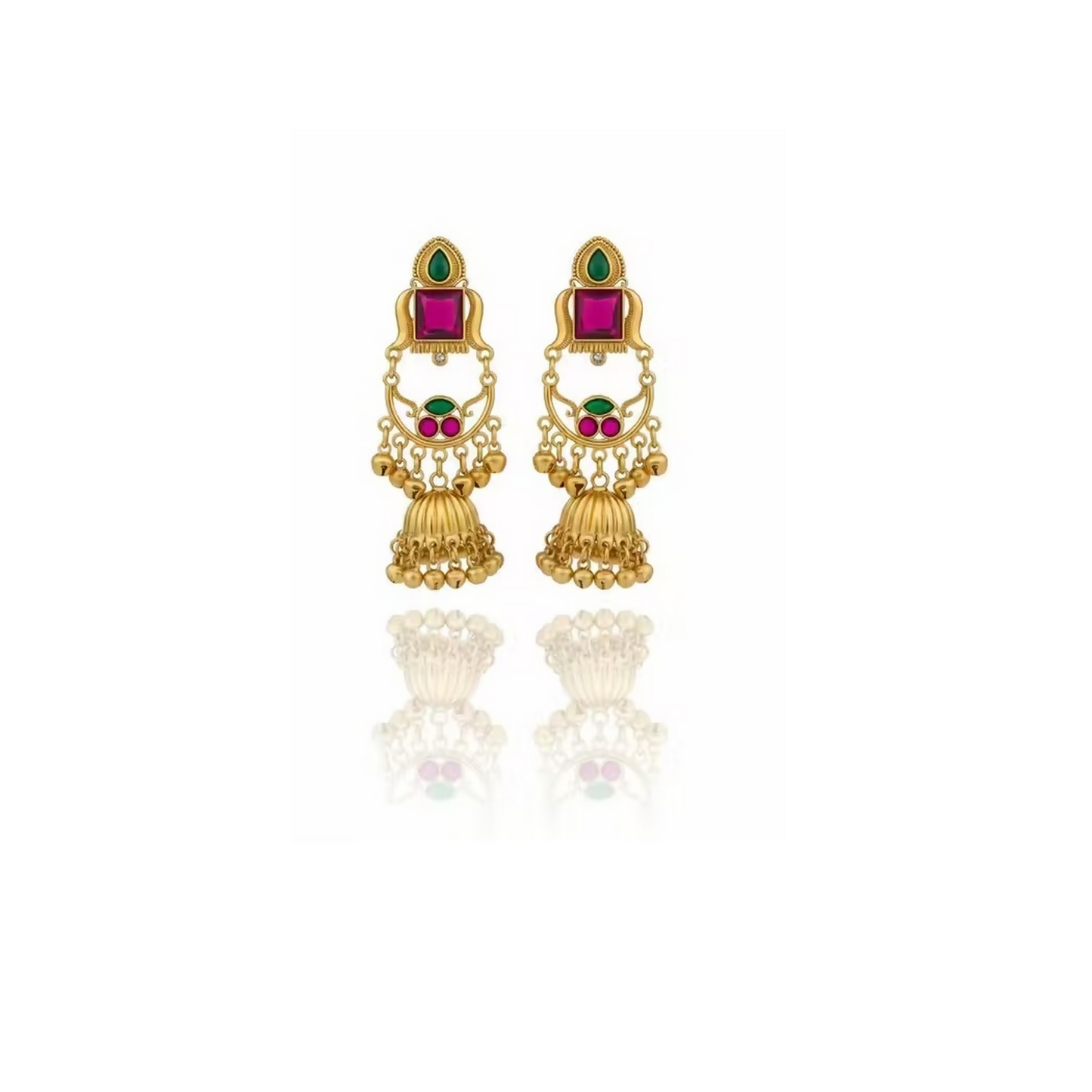 Kashmiri Jhumka Drop Earrings with Kundan & Pearl Tassels–Luxury Earrings