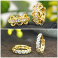 Gold Plated Huggie Hoop Earrings – Double Row CZ & Triple Dangle