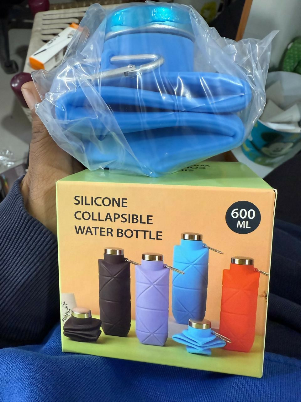 Silicone Collapsible Water Bottle 600ml | BPA Free Travel Foldable Bottle
