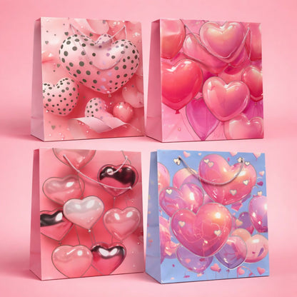 Heart Balloon Print Gift Paper Bag with Handle 1 Piece